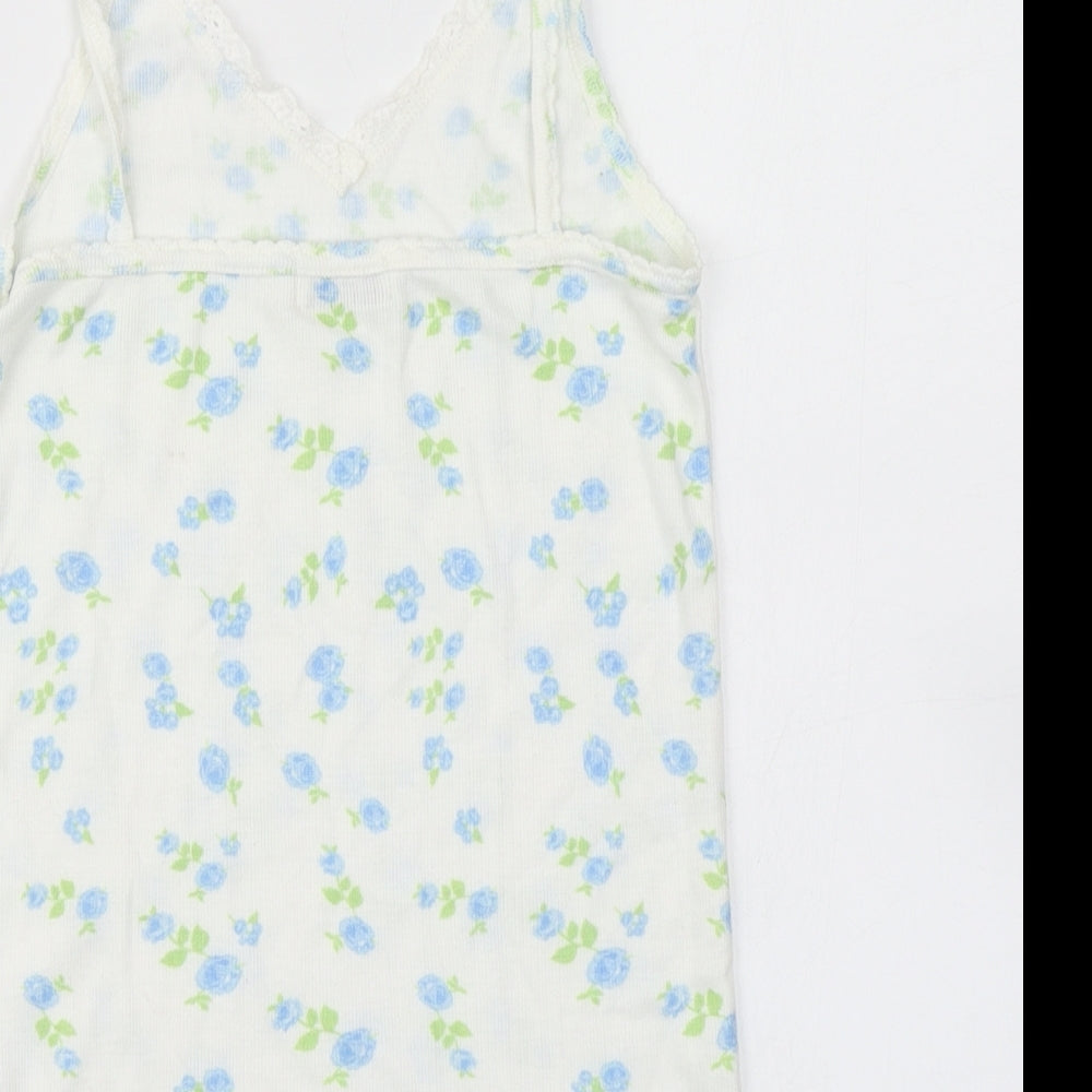 Polkadot Womens White Floral  Camisole T-Shirt Size M