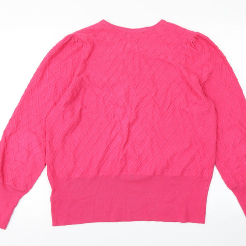 M&S Collection Womens Pink Argyle/Diamond Knit Pullover Jumper Size 16