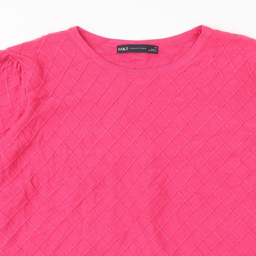 M&S Collection Womens Pink Argyle/Diamond Knit Pullover Jumper Size 16