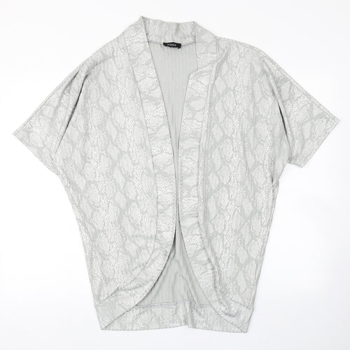 Klass Womens Grey Animal Print  Kimono Jacket Size S