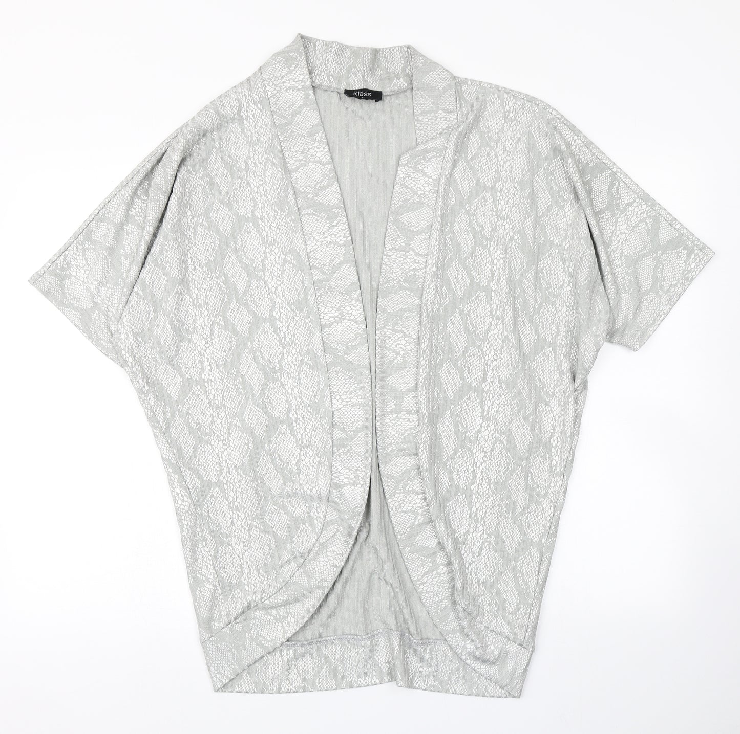 Klass Womens Grey Animal Print  Kimono Jacket Size S