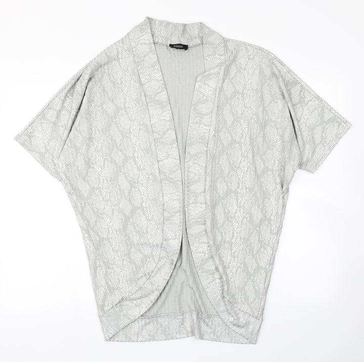 Klass Womens Grey Animal Print Kimono Jacket Size S