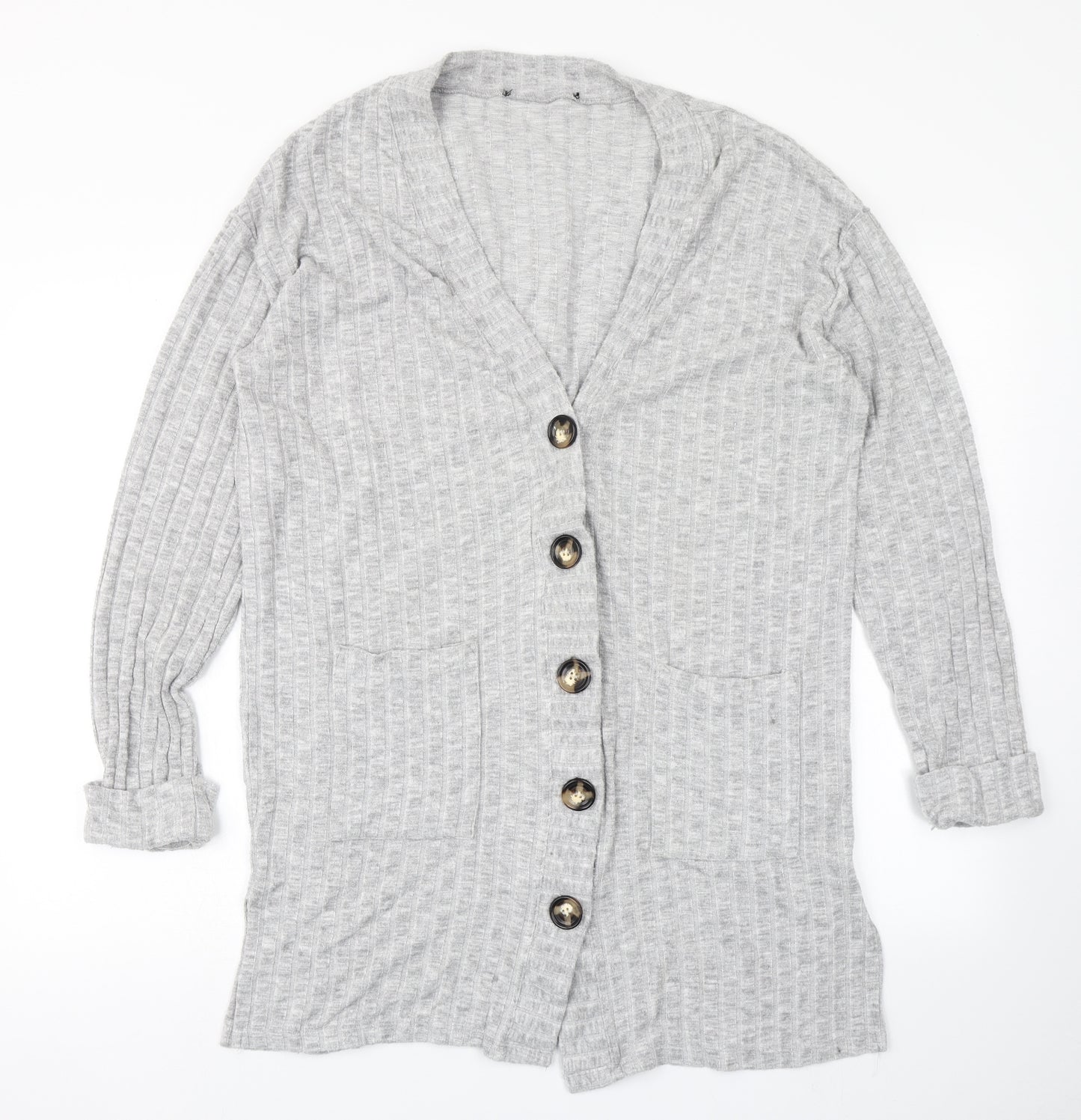 Dorothy Perkins Womens Grey  Knit Cardigan Jumper Size M