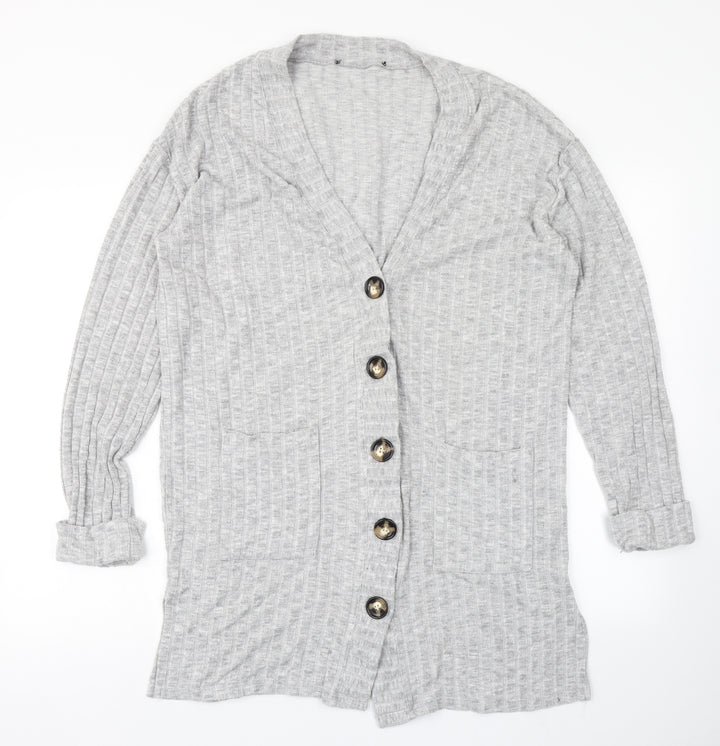 Dorothy Perkins Womens Grey  Knit Cardigan Jumper Size M