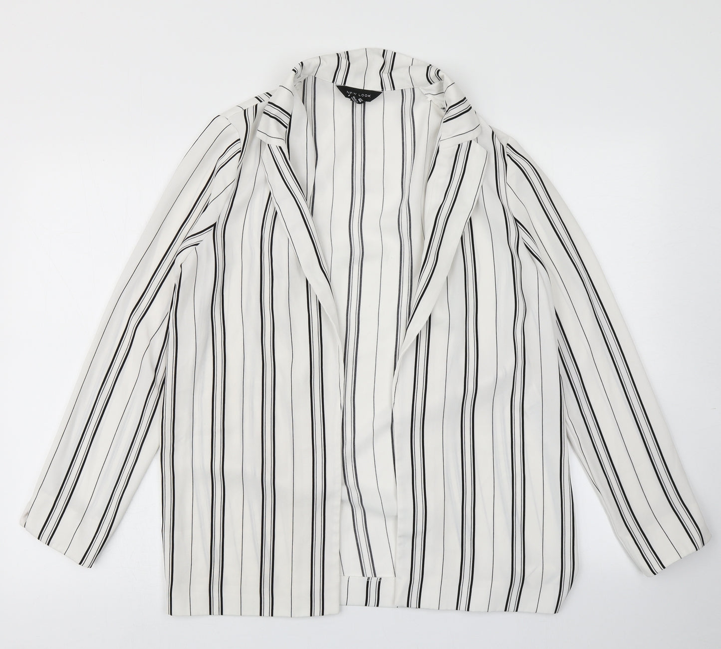 New Look Womens White Striped  Jacket Blazer Size 10