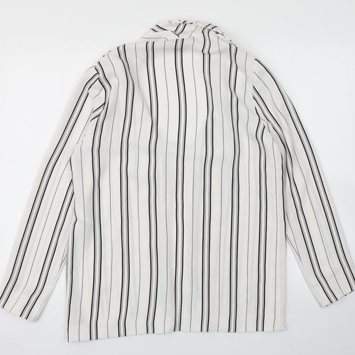 New Look Womens White Striped  Jacket Blazer Size 10