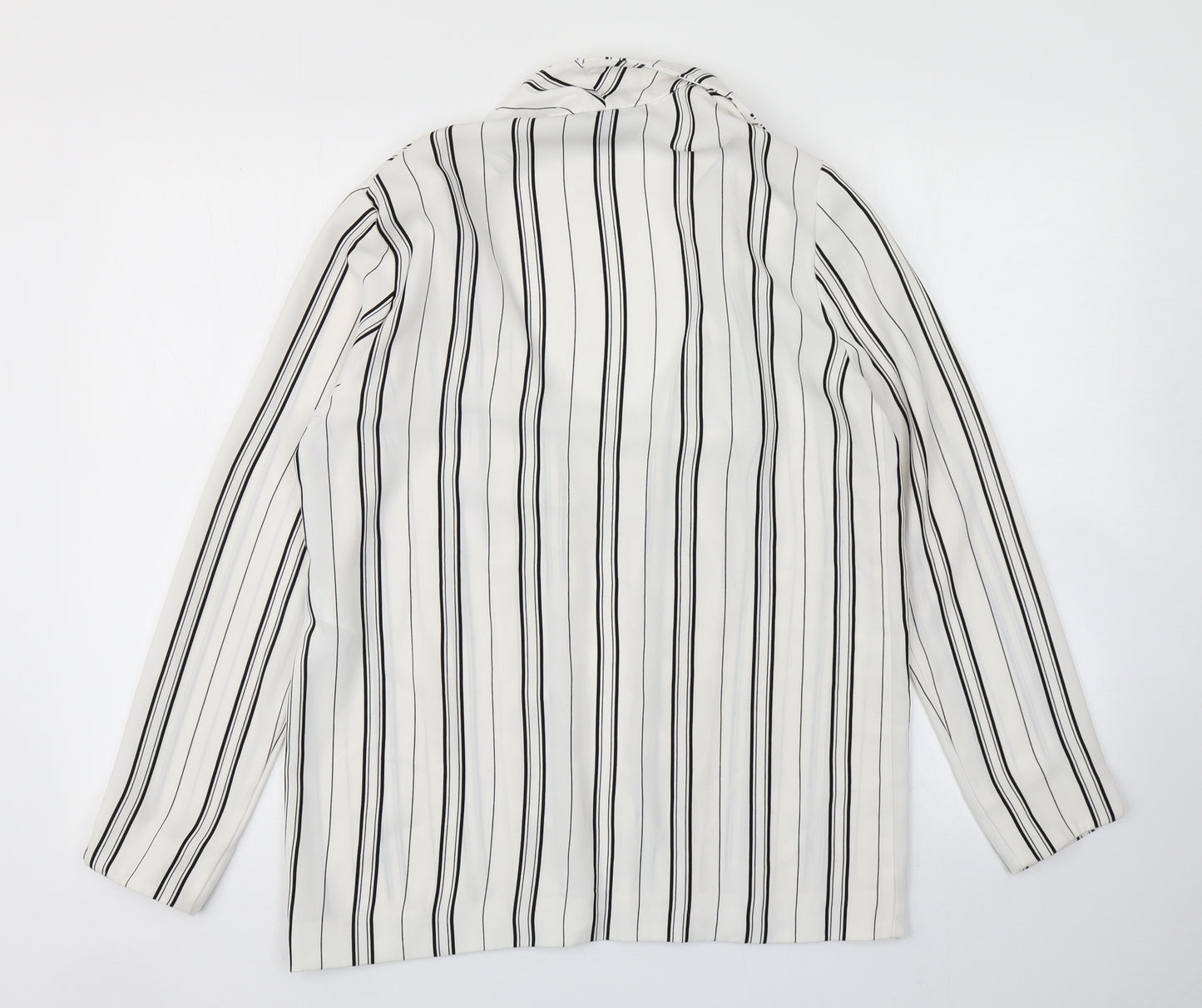 New Look Womens White Striped  Jacket Blazer Size 10