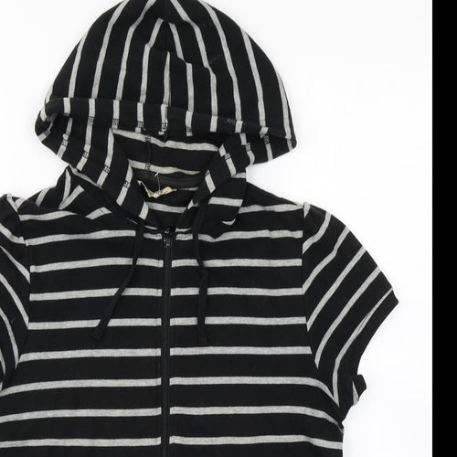 Cherokee Womens Black Striped  Full Zip Hoodie Size 14