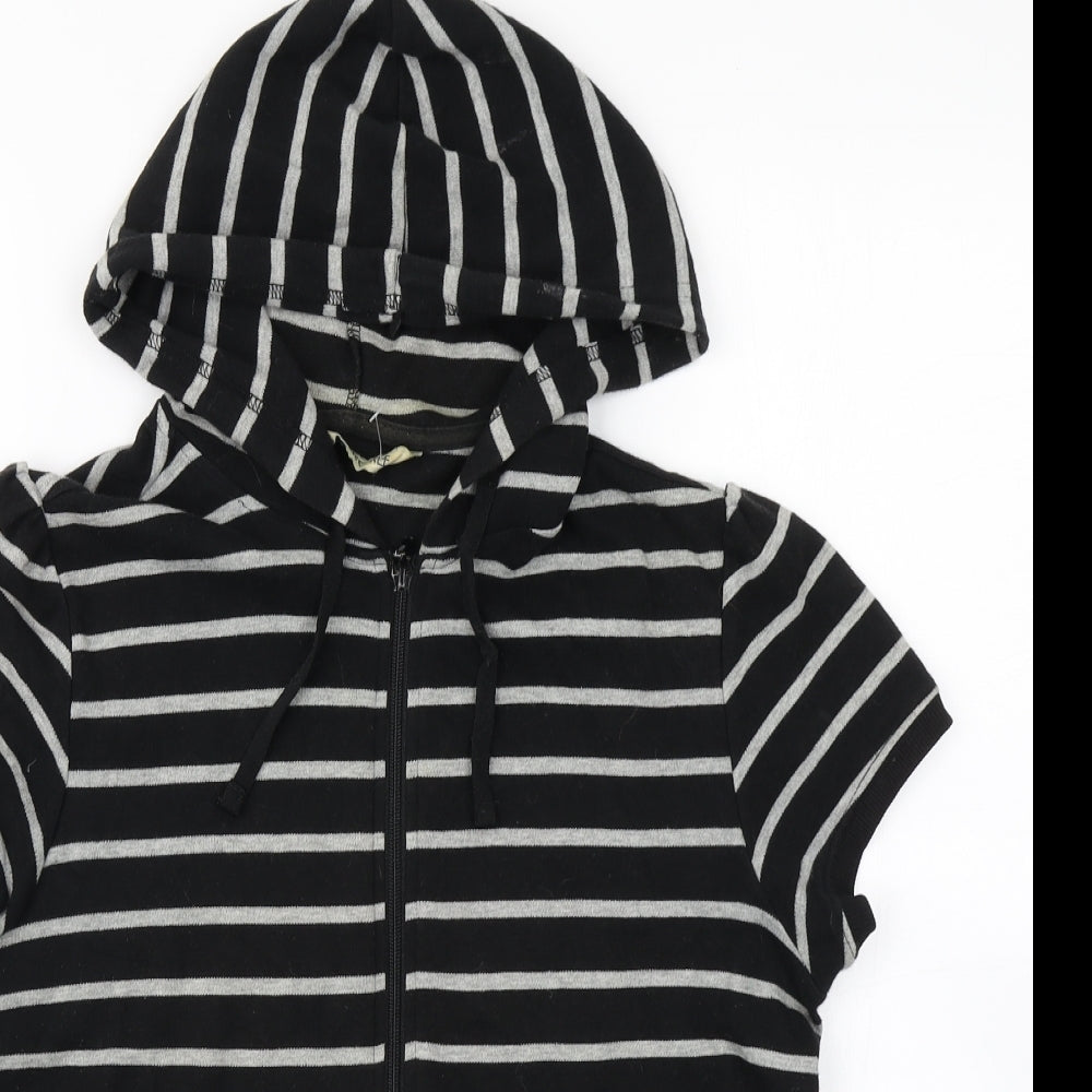 Cherokee Womens Black Striped  Full Zip Hoodie Size 14