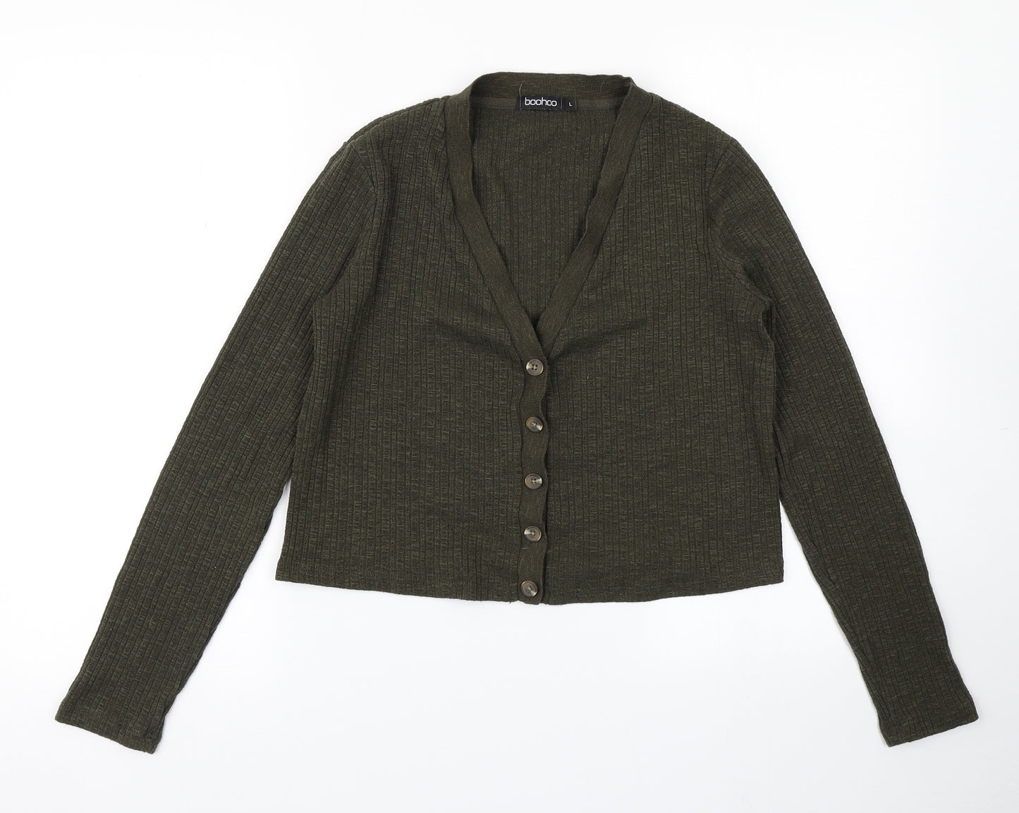 Boohoo Womens Green  Knit Cardigan Jumper Size L