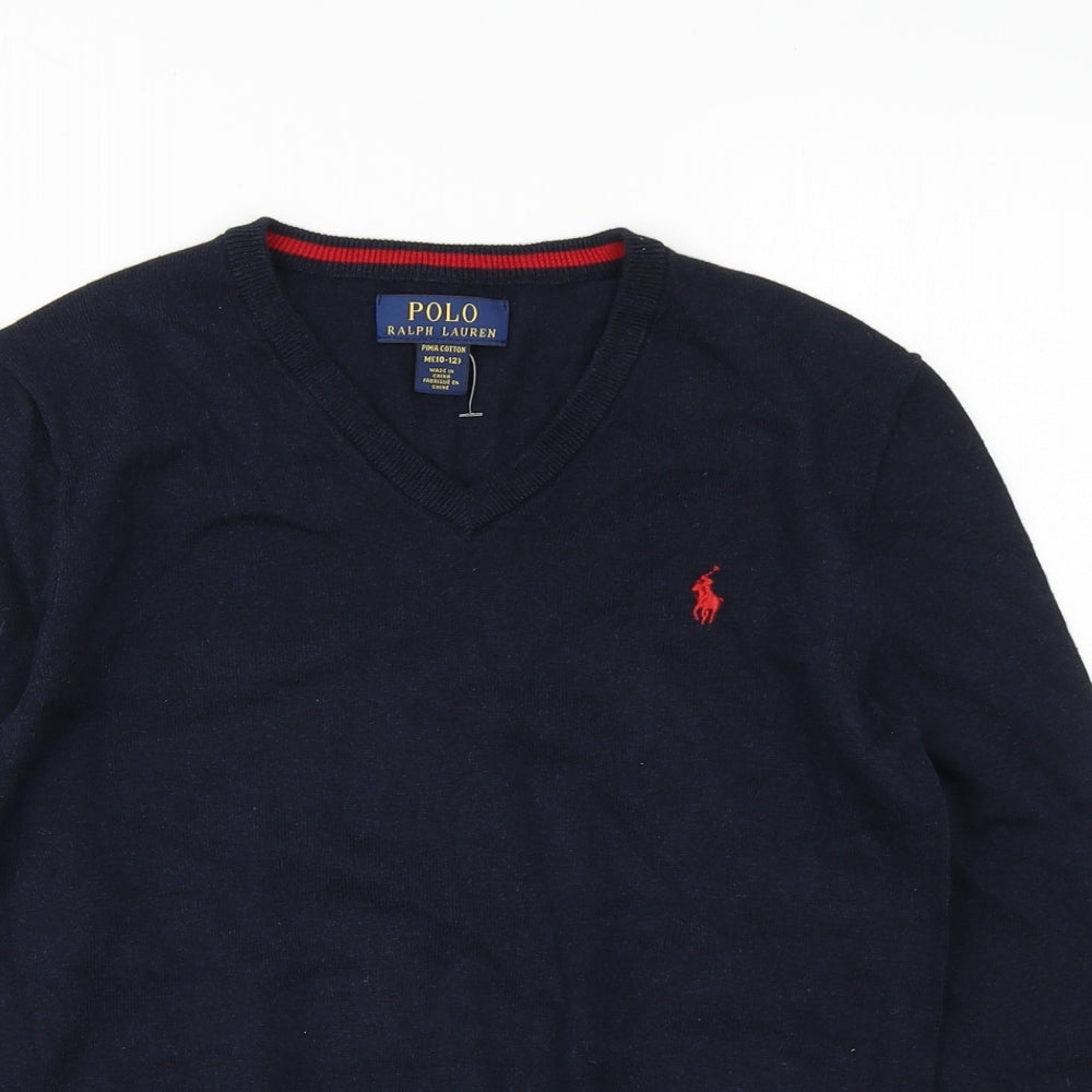 Polo Ralph Lauren Boys Blue  Knit Pullover Jumper Size 10-11 Years