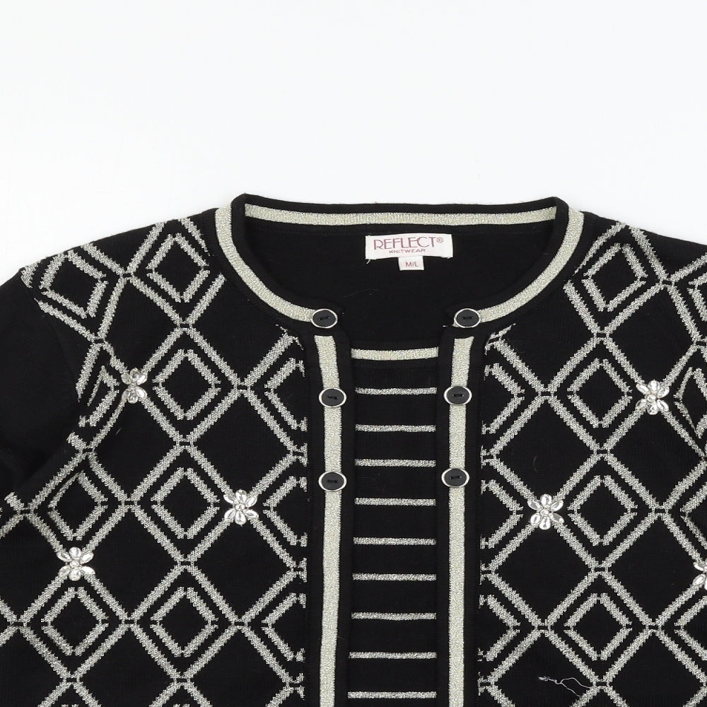 Reflect Womens Black  Knit Pullover Jumper Size M
