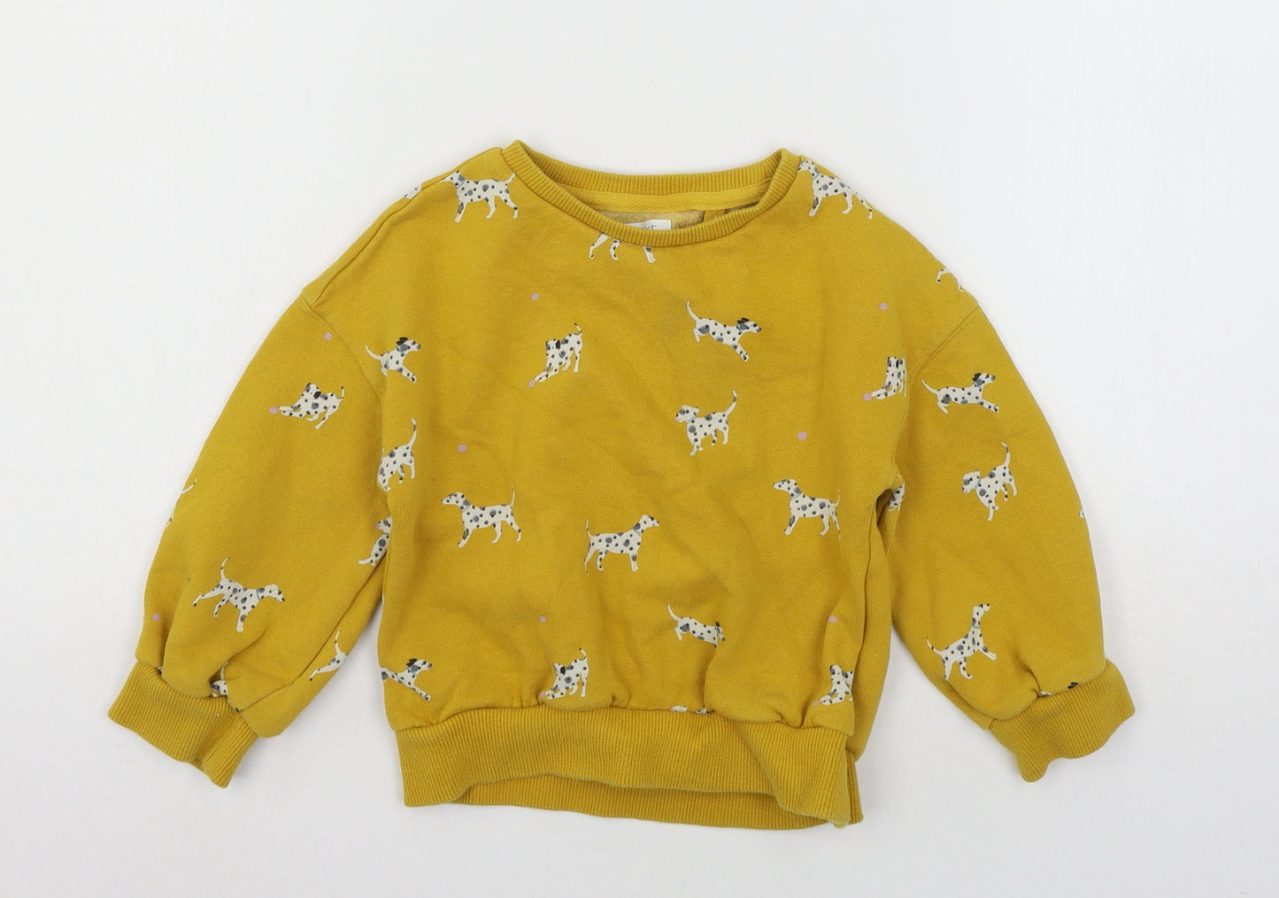 Marks and Spencer Girls Yellow  Jersey Pullover Sweatshirt Size 5 Years  - Dogs