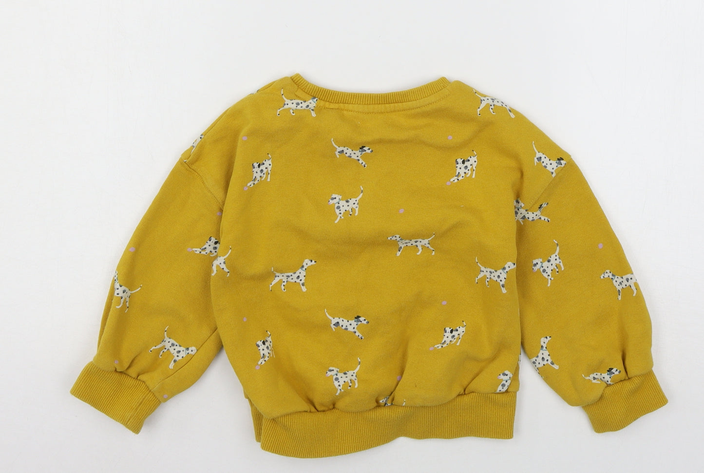 Marks and Spencer Girls Yellow  Jersey Pullover Sweatshirt Size 5 Years  - Dogs