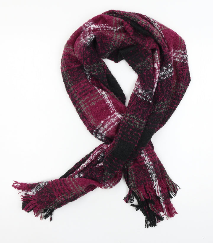 Preworn Womens Pink Plaid Knit  Scarf