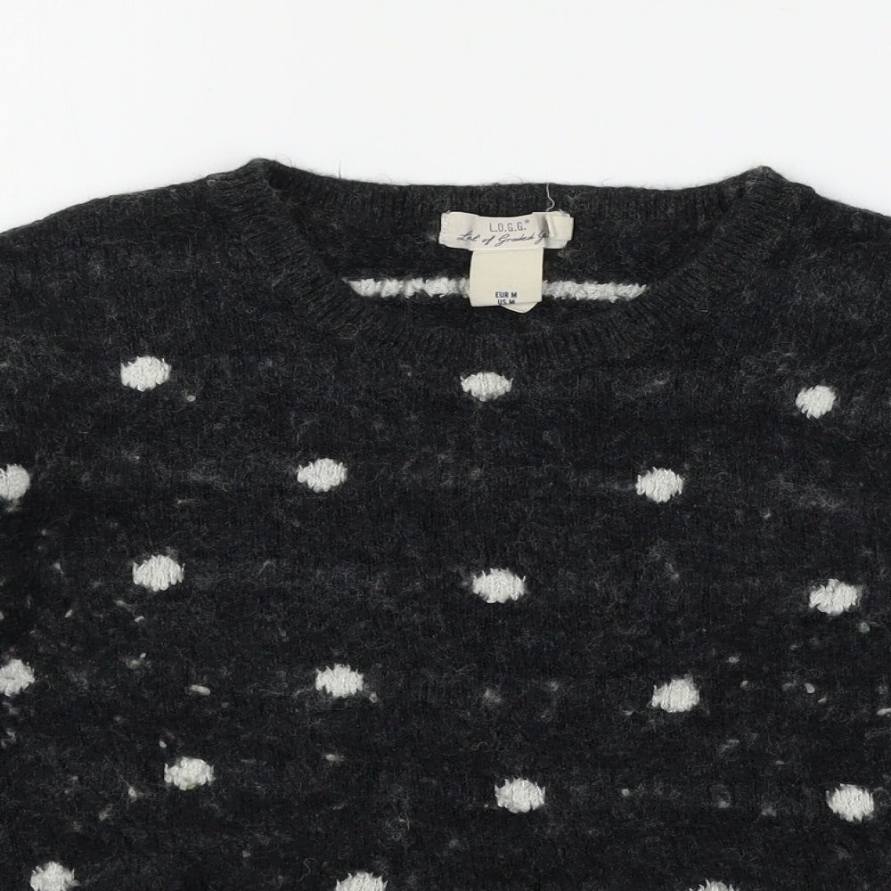 H&M Womens Grey Polka Dot Knit Pullover Jumper Size M