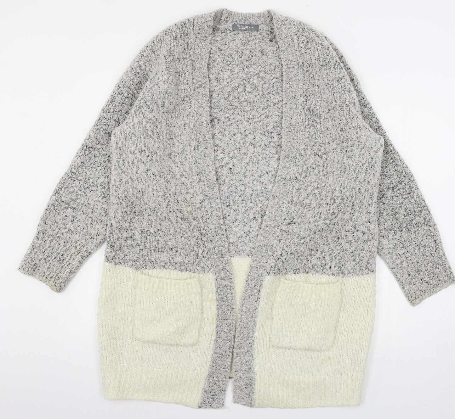 Nutmeg Womens Grey  Knit Cardigan Jumper Size 12