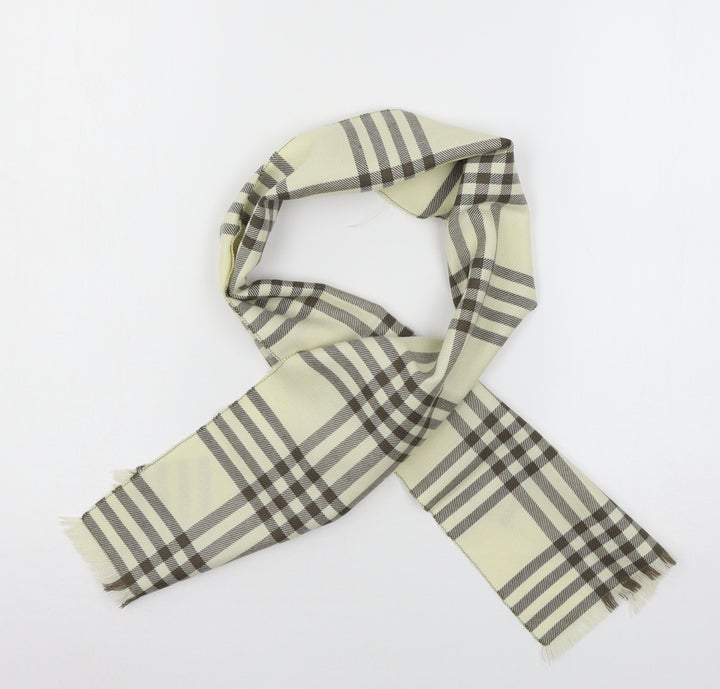 Preworn Womens Ivory Plaid Knit Scarf