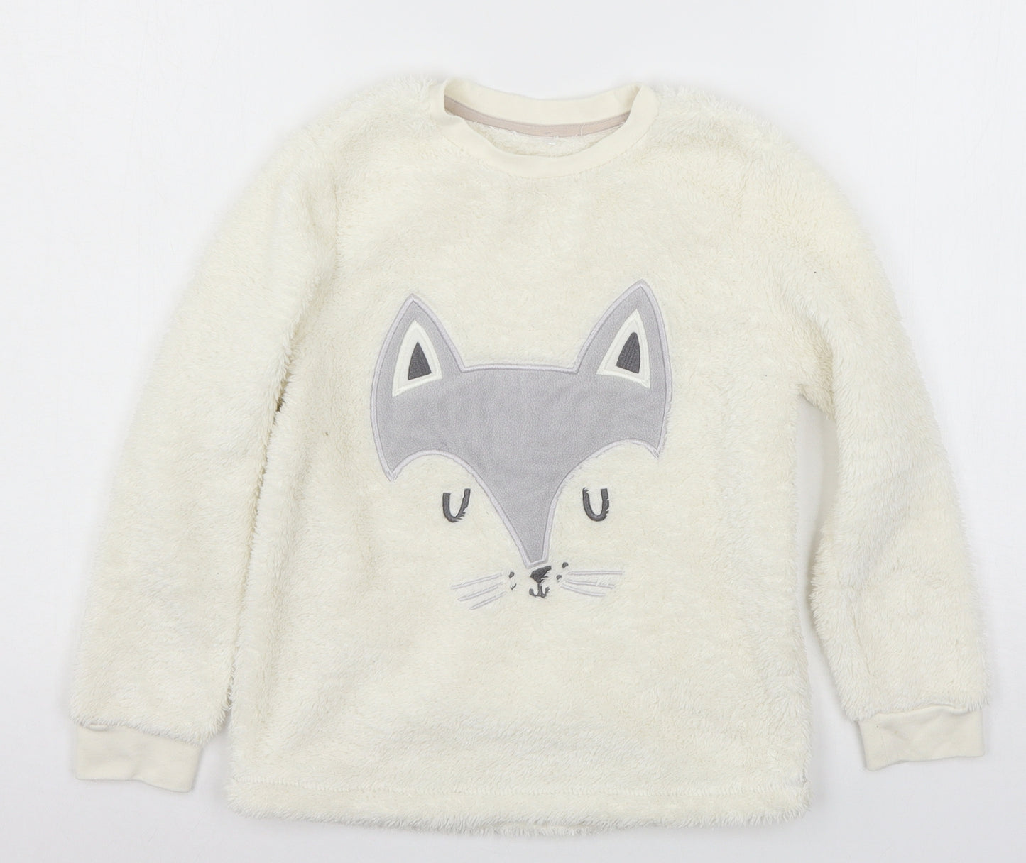 George Girls White Geometric Microfibre Top Pyjama Top Size 7-8 Years  - Fox