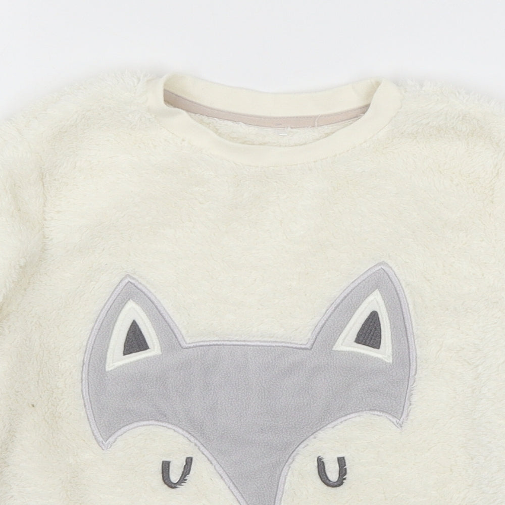 George Girls White Geometric Microfibre Top Pyjama Top Size 7-8 Years  - Fox