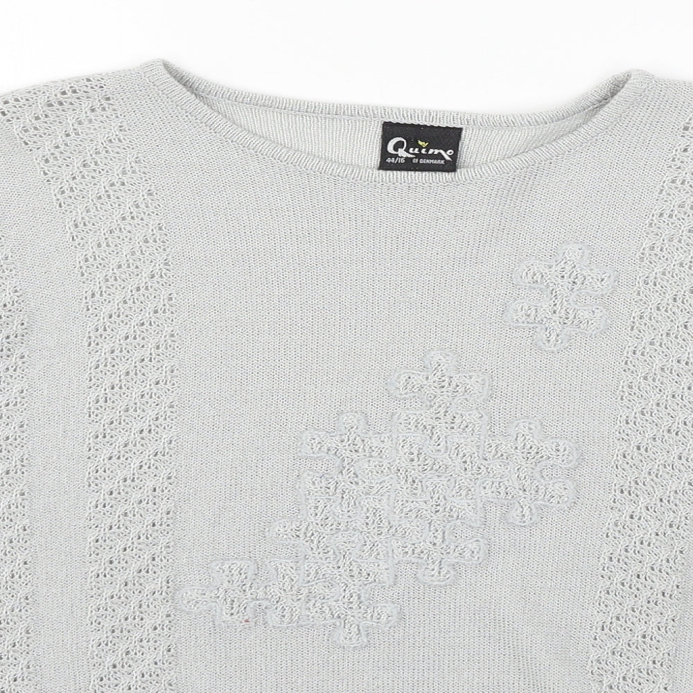 Quime Womens Grey  Knit Pullover Jumper Size 16