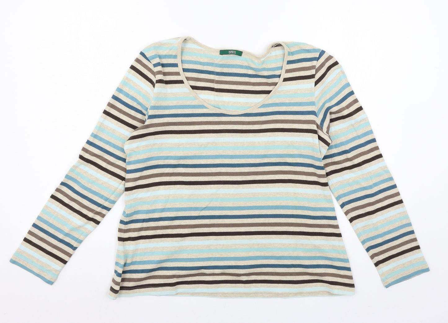 Marks and Spencer Womens Multicoloured Striped Knit Basic T-Shirt Size 16