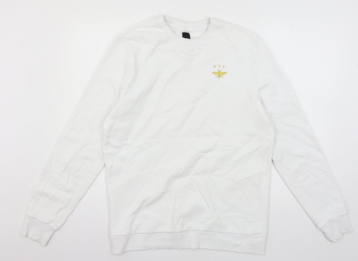 River Island Mens White  Jersey Pullover Sweatshirt Size M