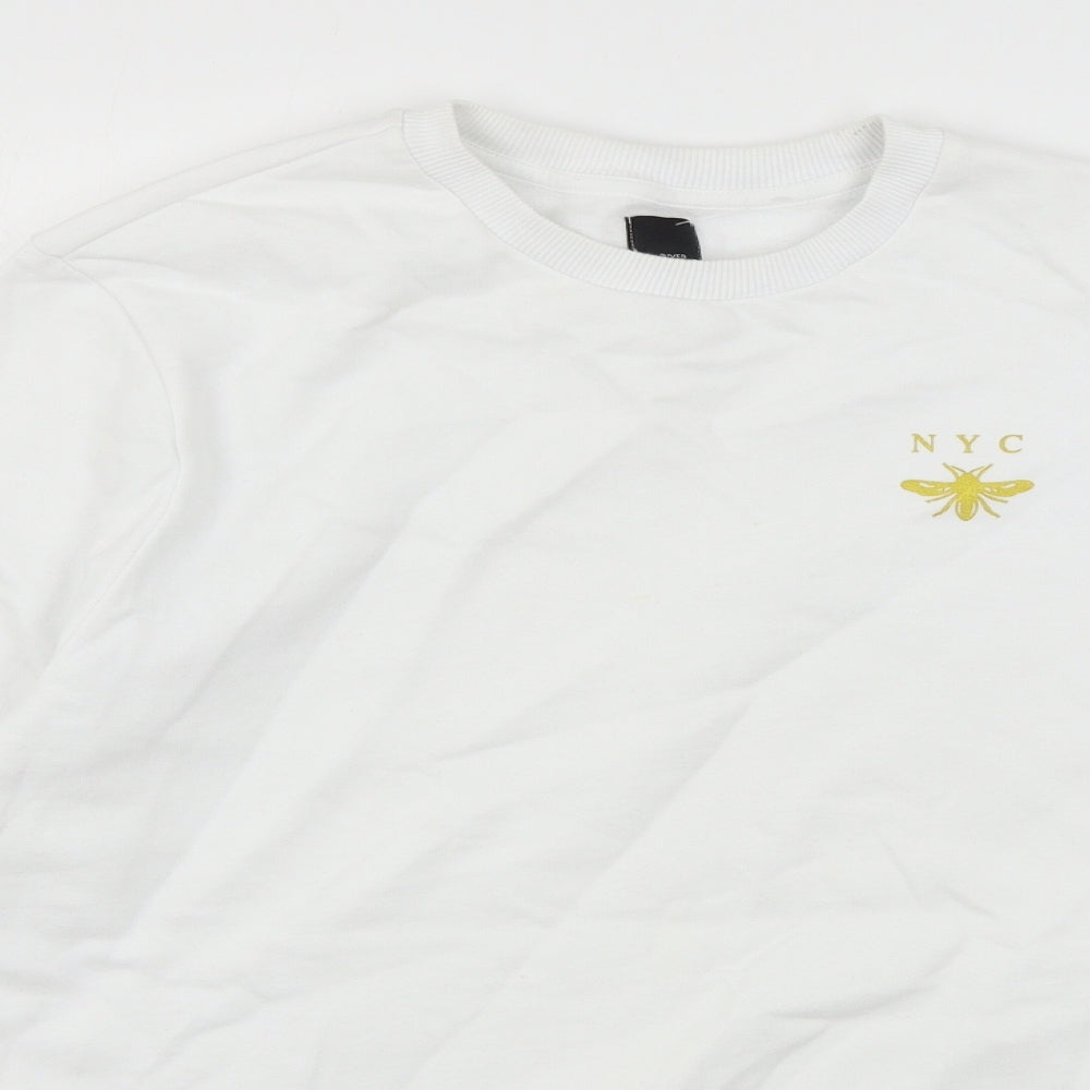 River Island Mens White  Jersey Pullover Sweatshirt Size M