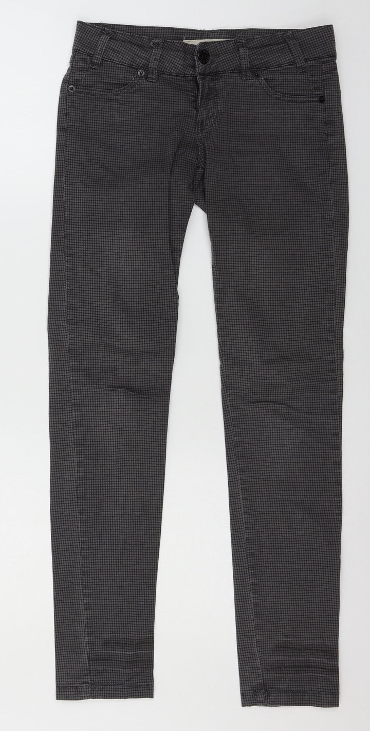 Springfield Womens Grey Check Denim Skinny Jeans Size S L28 in