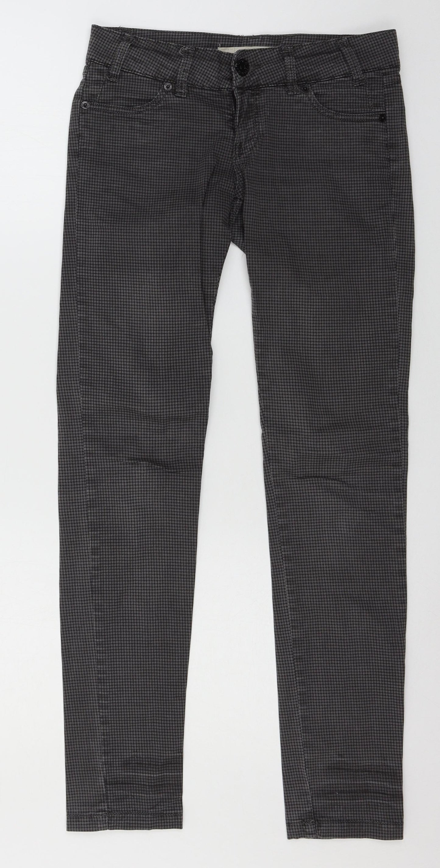 Springfield Womens Grey Check Denim Skinny Jeans Size S L28 in