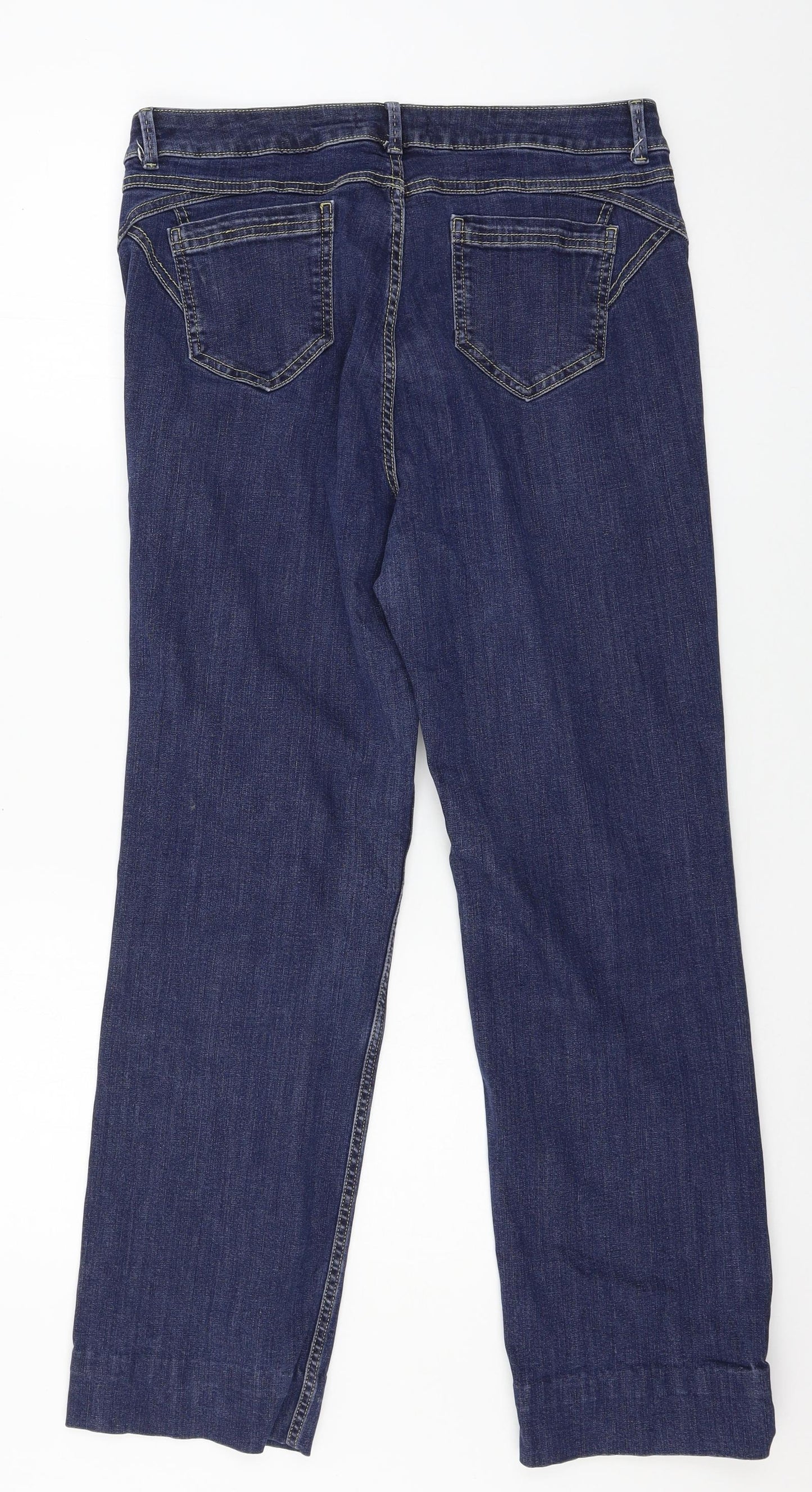Marks and Spencer Womens Blue  Denim Straight Jeans Size 14 L27 in