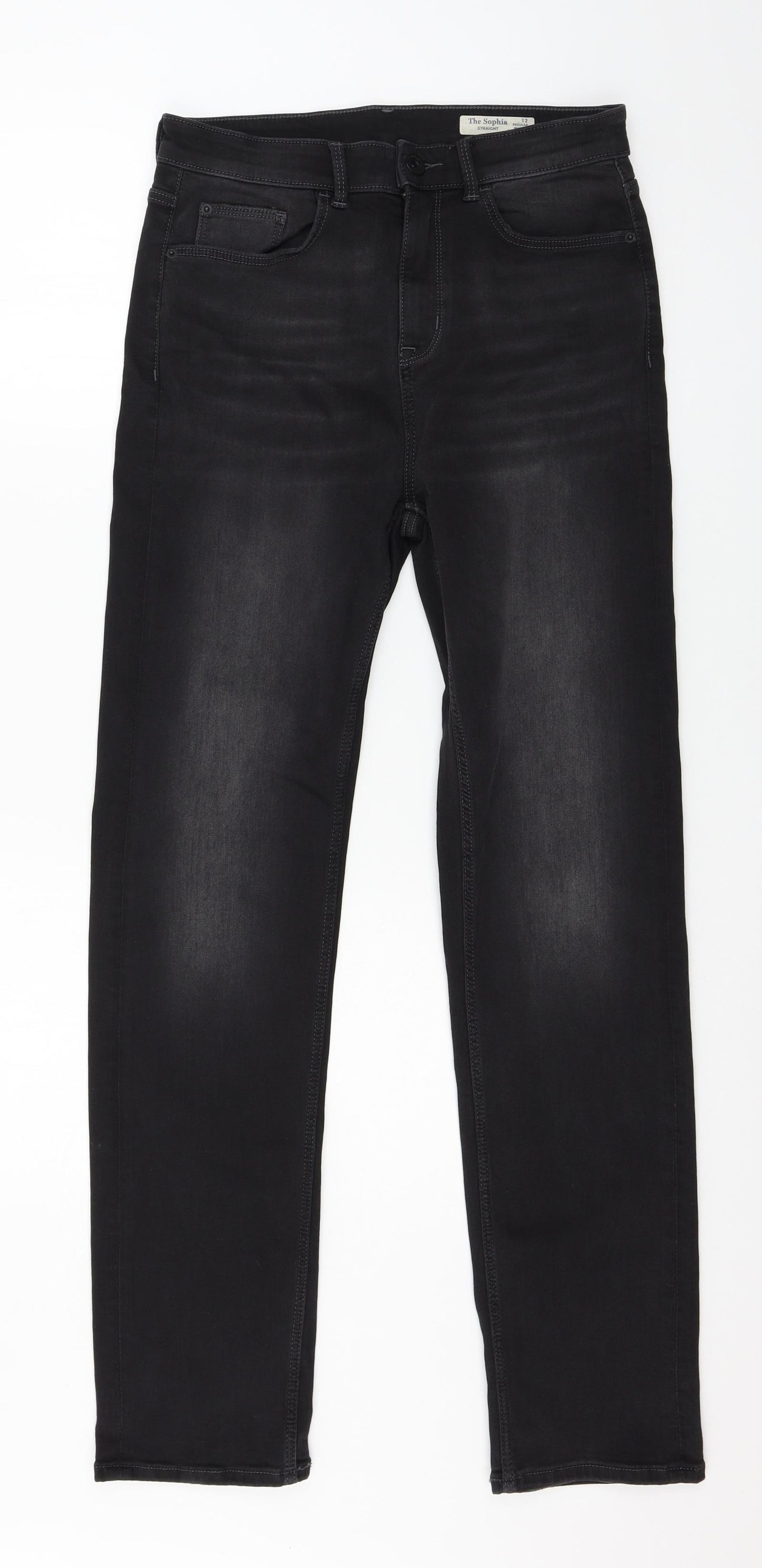Marks and Spencer Womens Grey  Denim Straight Jeans Size 12 L30 in