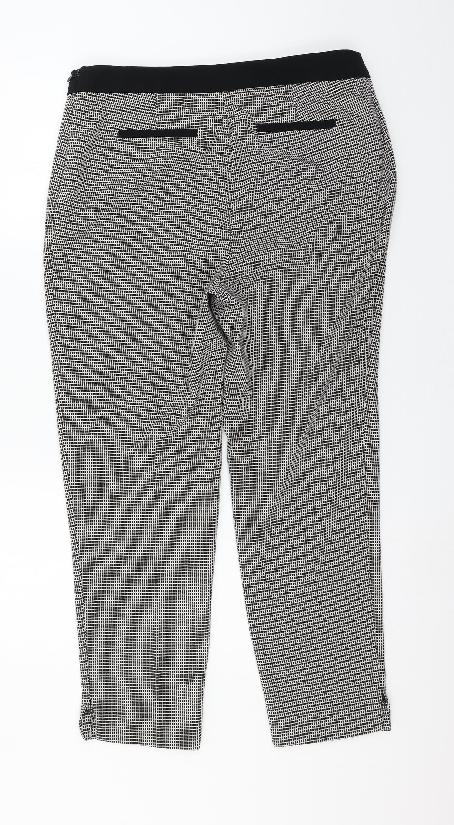 Marks and Spencer Womens Black Check  Trousers  Size 14 L27 in