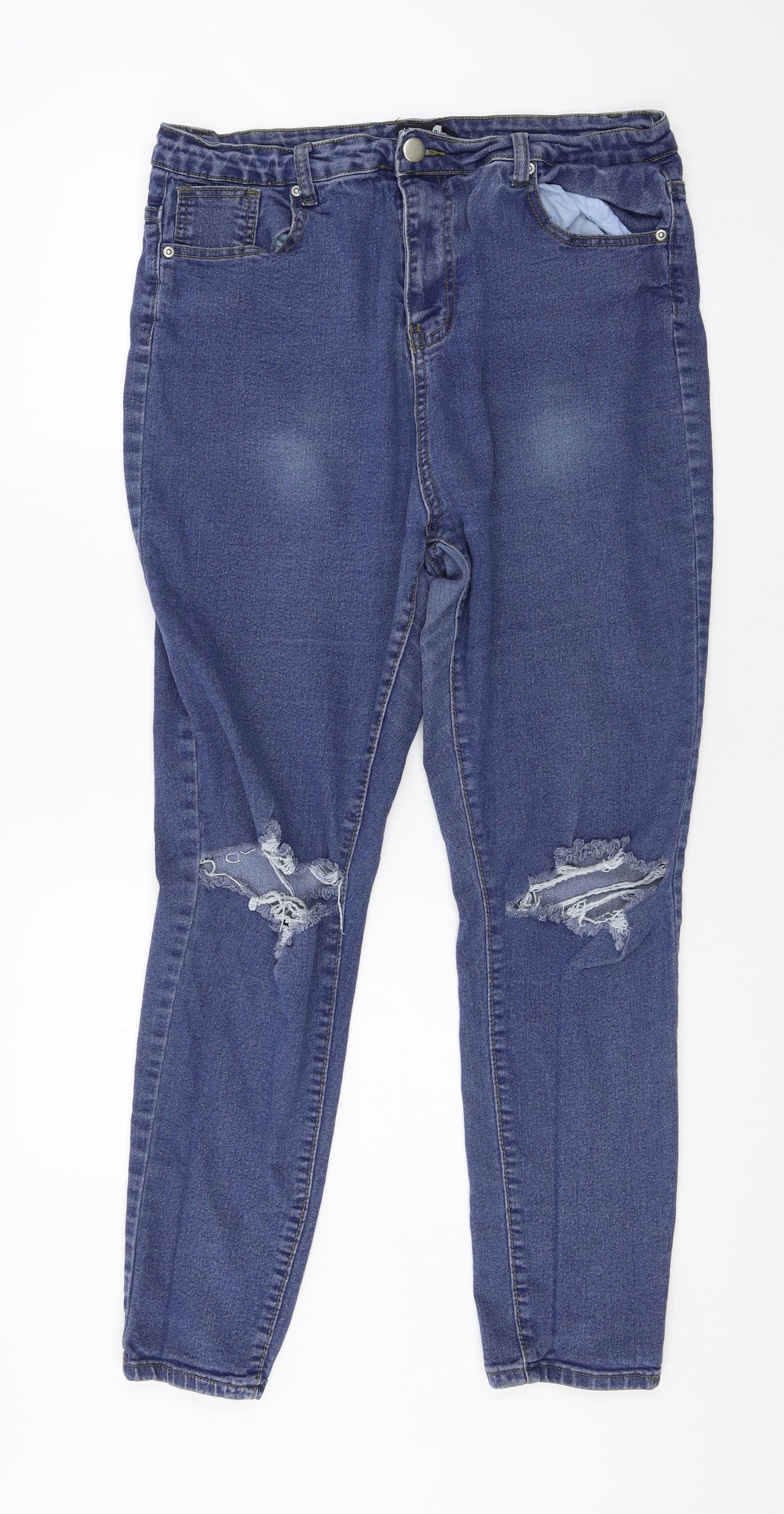 Boohoo Womens Blue  Denim Straight Jeans Size 18 L28 in