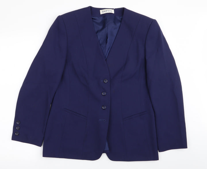 Bianca Womens Blue Jacket Blazer Size 12