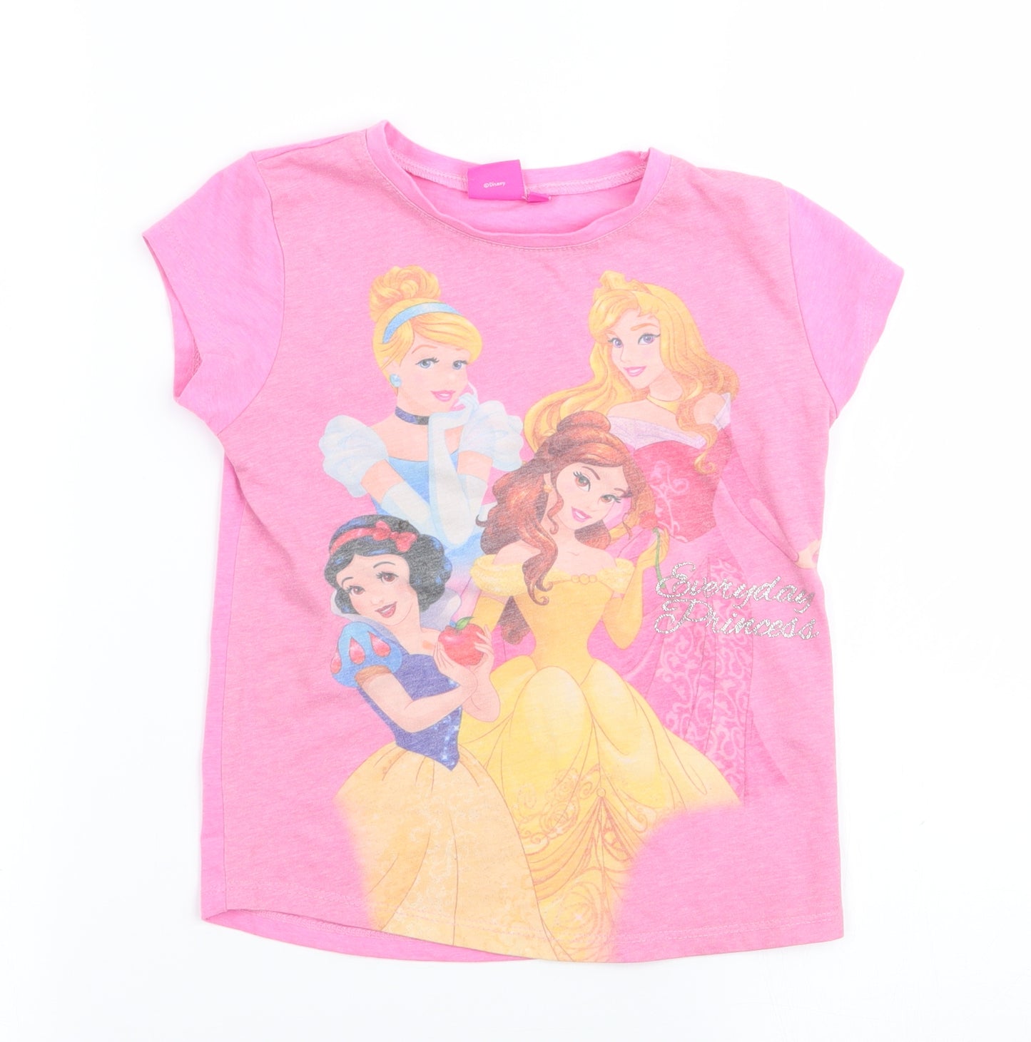 Disney Girls Pink   Basic T-Shirt Size 6-7 Years