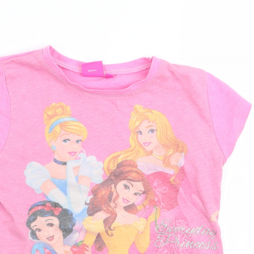 Disney Girls Pink   Basic T-Shirt Size 6-7 Years