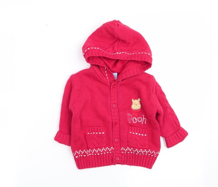 Disney Girls Red Cardigan Jumper Size 6-9 Months