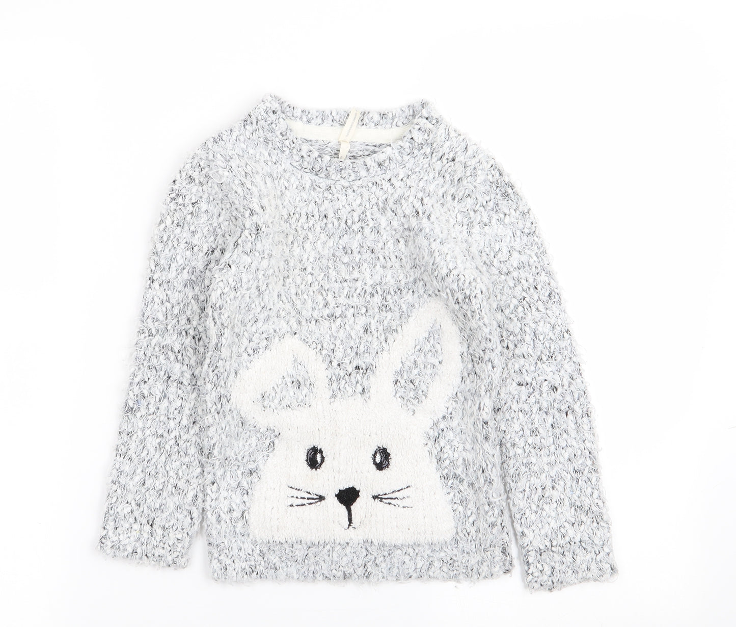 Young Dimension Girls Grey Animal Print  Pullover Jumper Size 4-5 Years