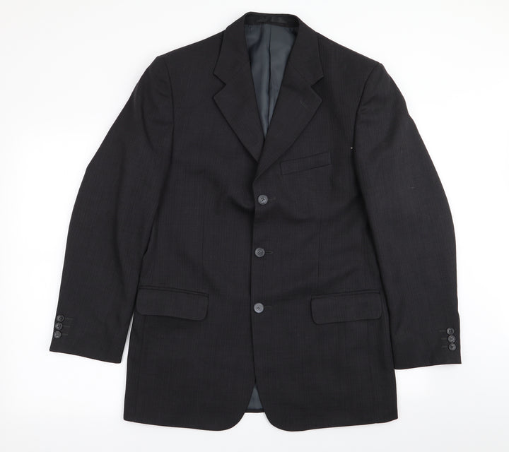 zantos Mens Black Striped Jacket Blazer Size 38