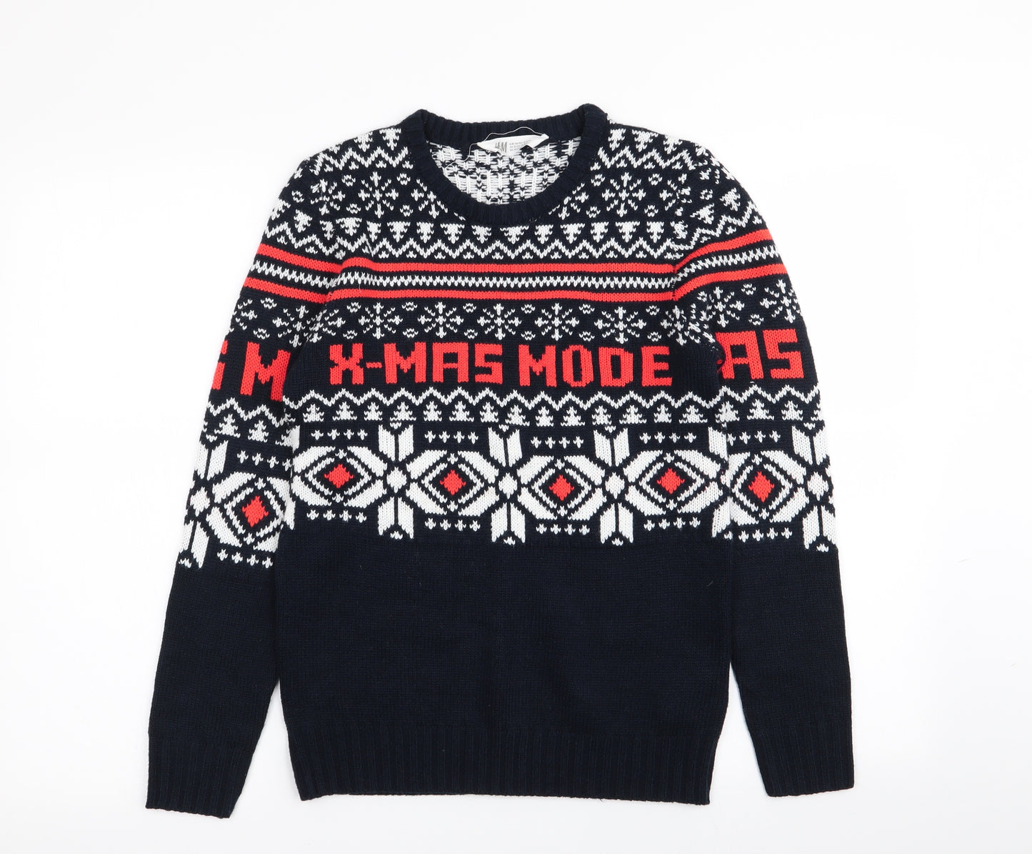 H&M Boys Multicoloured Geometric  Pullover Jumper Size 11-12 Years  - christmas