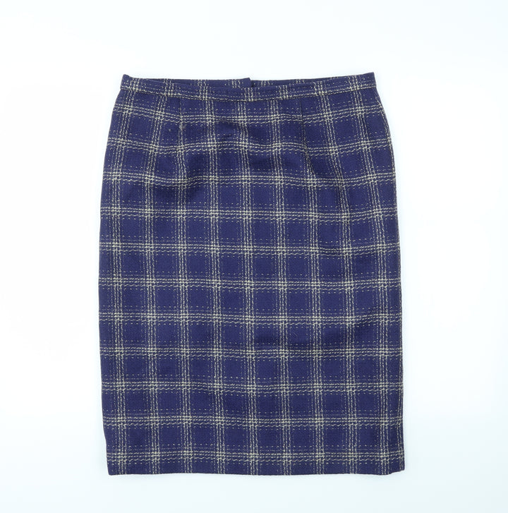 Preworn Womens Blue Check Bandage Skirt Size 32 in