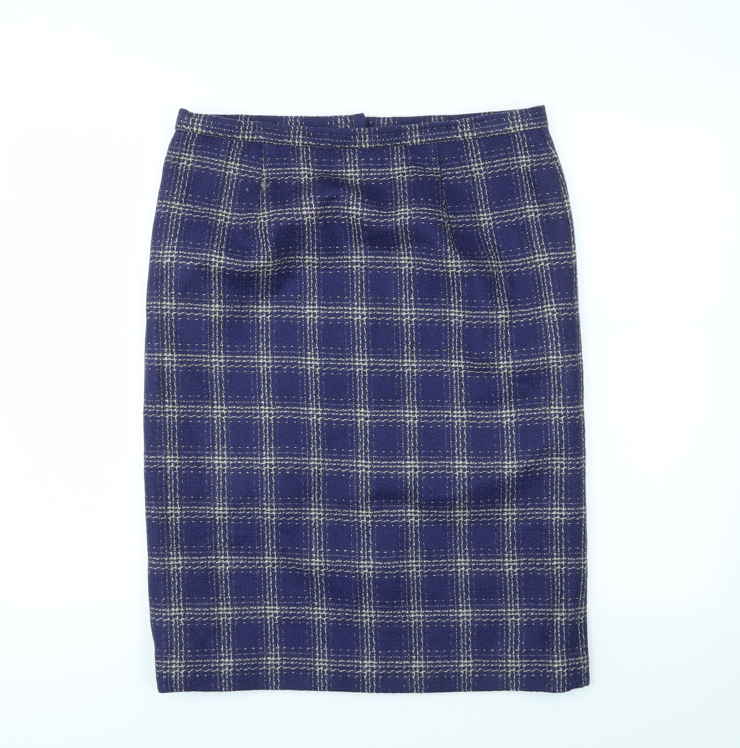 Preworn Womens Blue Check  Bandage Skirt Size 32 in