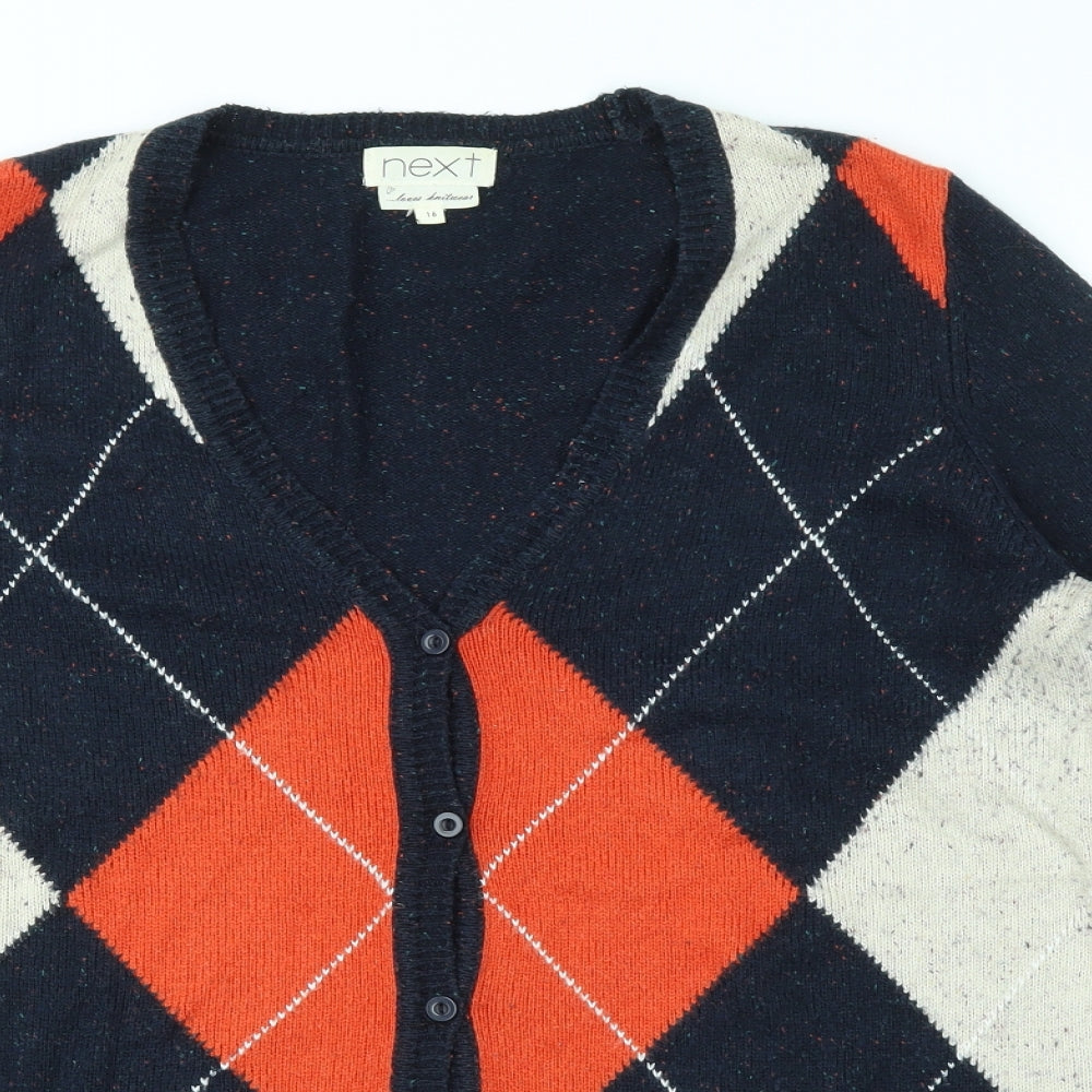 NEXT Womens Multicoloured Geometric  Cardigan Jumper Size 16