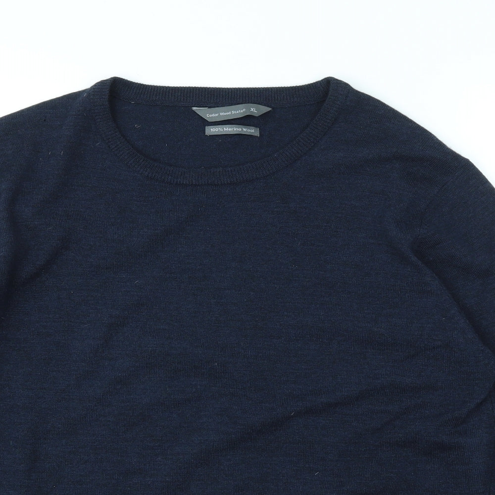 Cedar Wood State Mens Blue   Pullover Sweatshirt Size XL