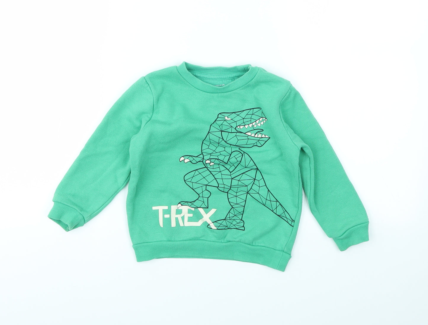 Primark Boys Green Animal Print  Pullover Jumper Size 2-3 Years