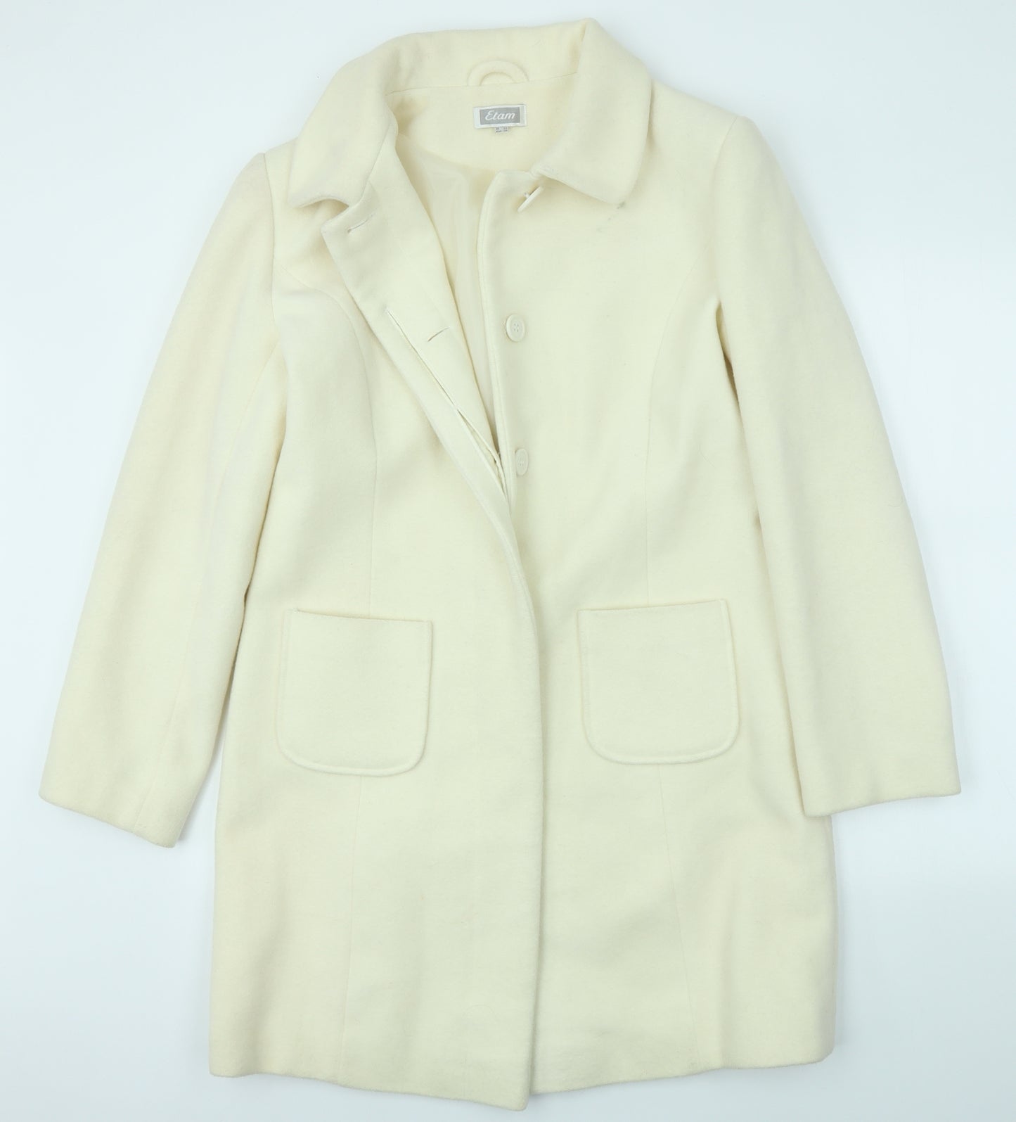 Etam Womens Ivory Houndstooth  Jacket Coat Size 14