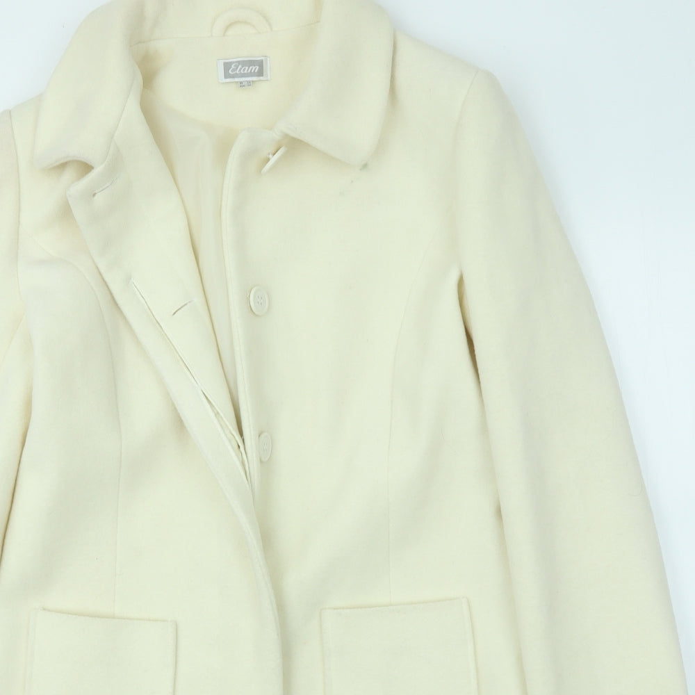 Etam Womens Ivory Houndstooth  Jacket Coat Size 14