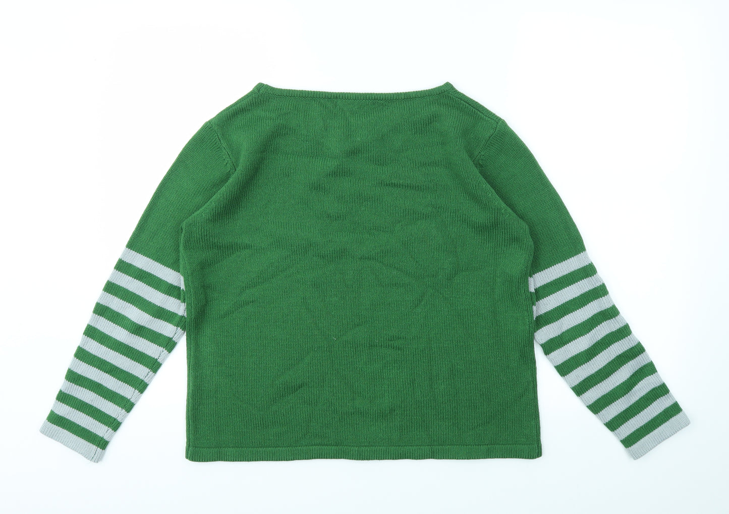 MISS LOOK  Womens Green Striped  Pullover Jumper Size M