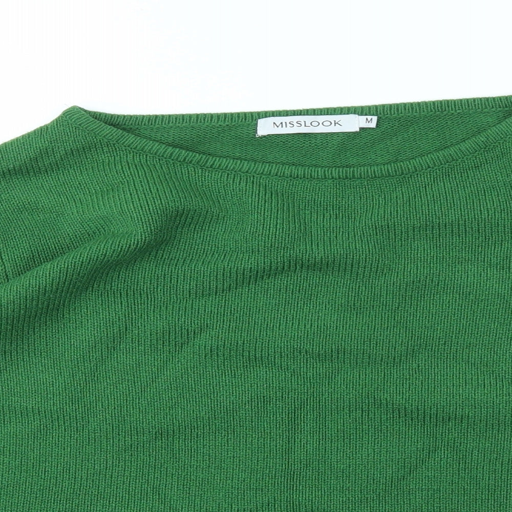 MISS LOOK  Womens Green Striped  Pullover Jumper Size M